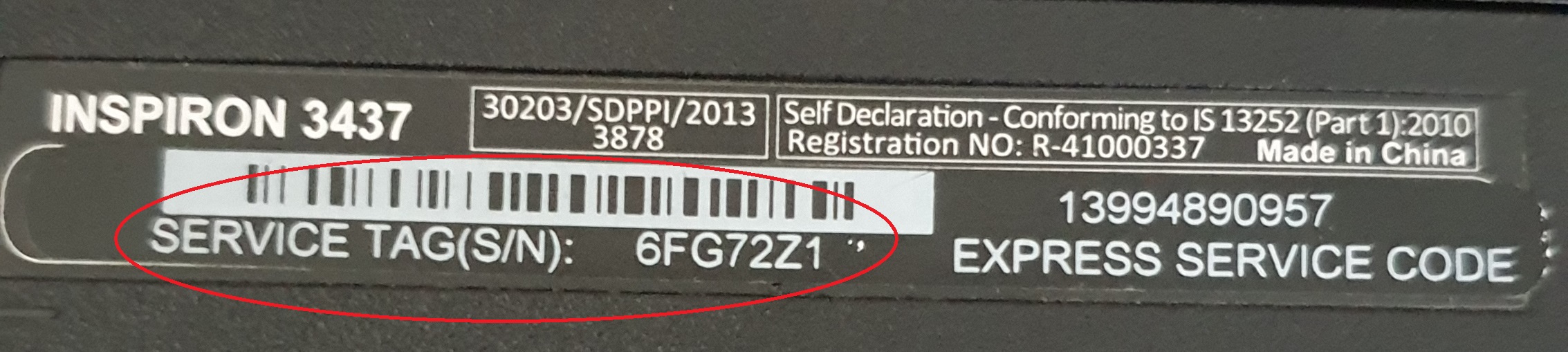 Dell Serial Number Sample